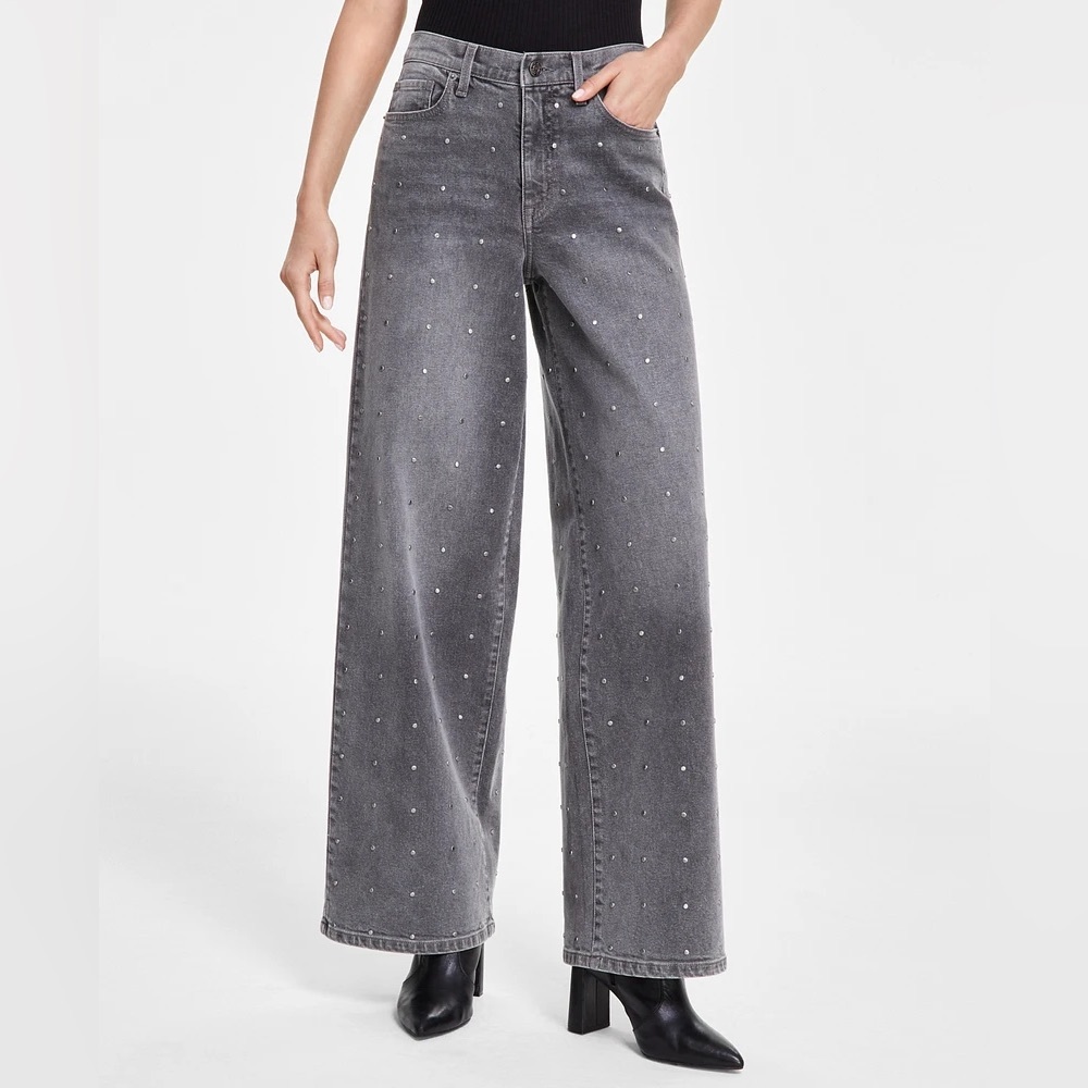 DKNY | High Rise Wide Leg Studded Jean NWT